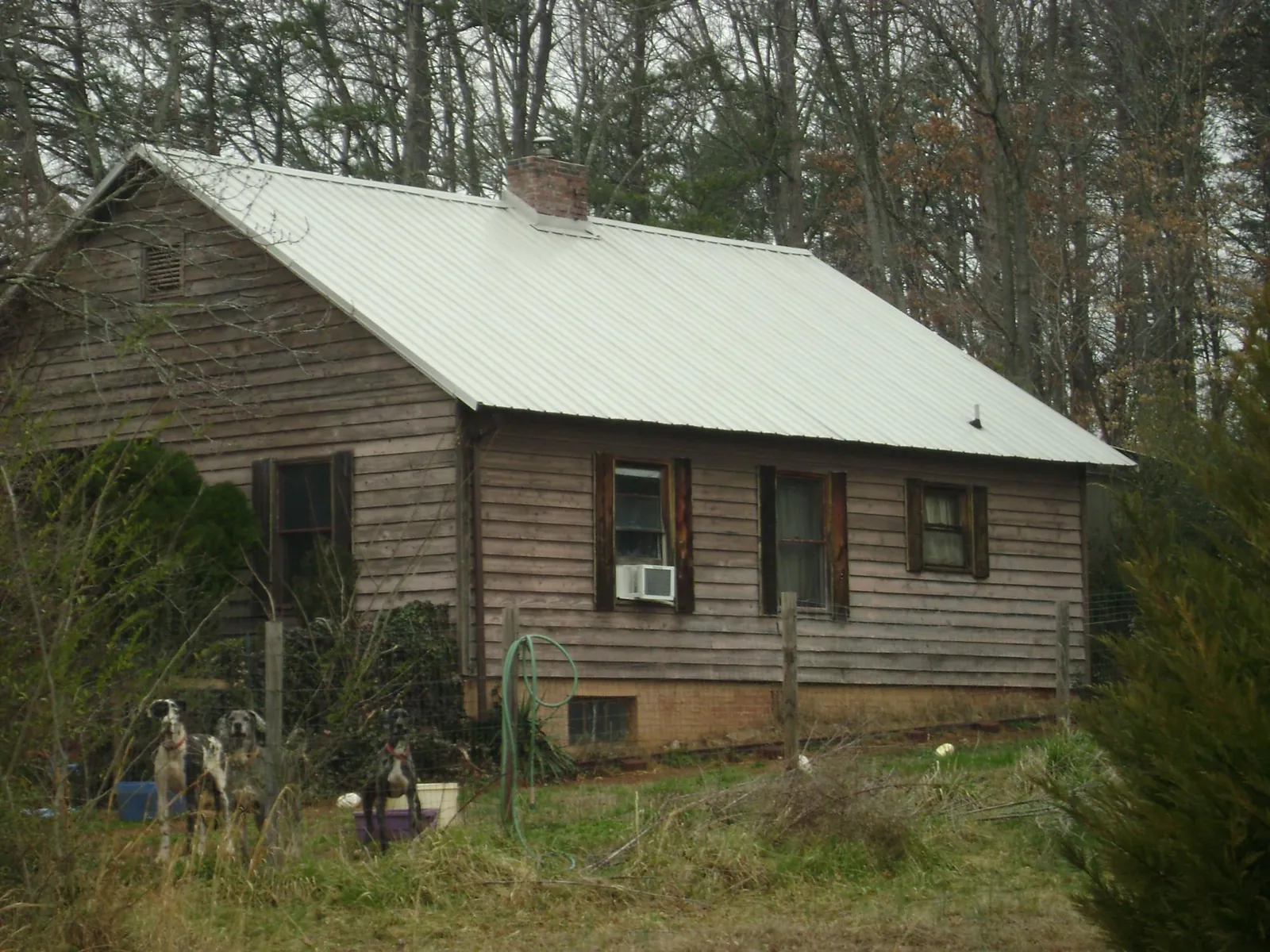 White metal roof on an old wood sided farmhouse, from a Metal Roof Installation job in Dix